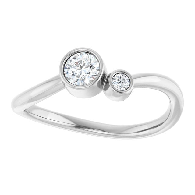 Accented Bezel-Set Diamond Ring — 14K White Gold