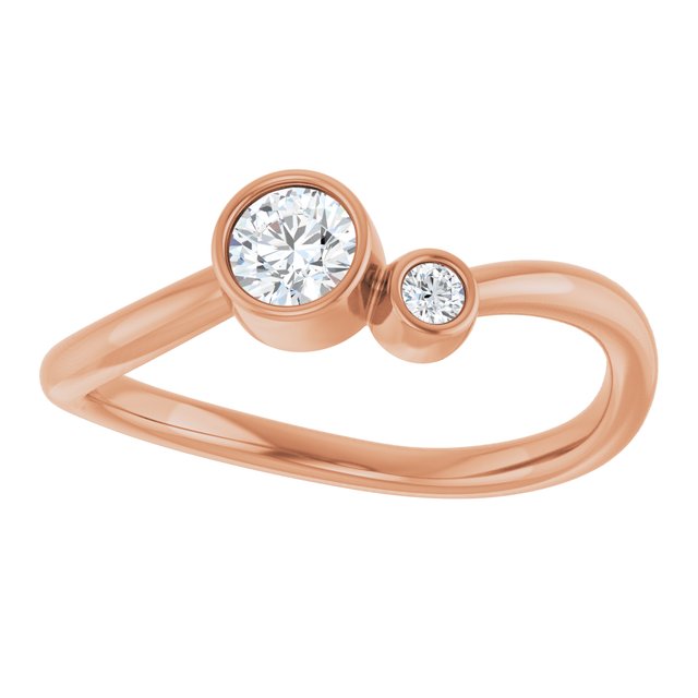 Natural White Sapphire Round Accented Bezel-Set Ring in 14K Rose Gold