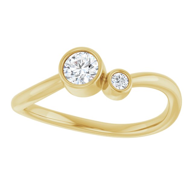 Natural White Sapphire Round Accented Bezel-Set Ring in 14K Yellow Gold