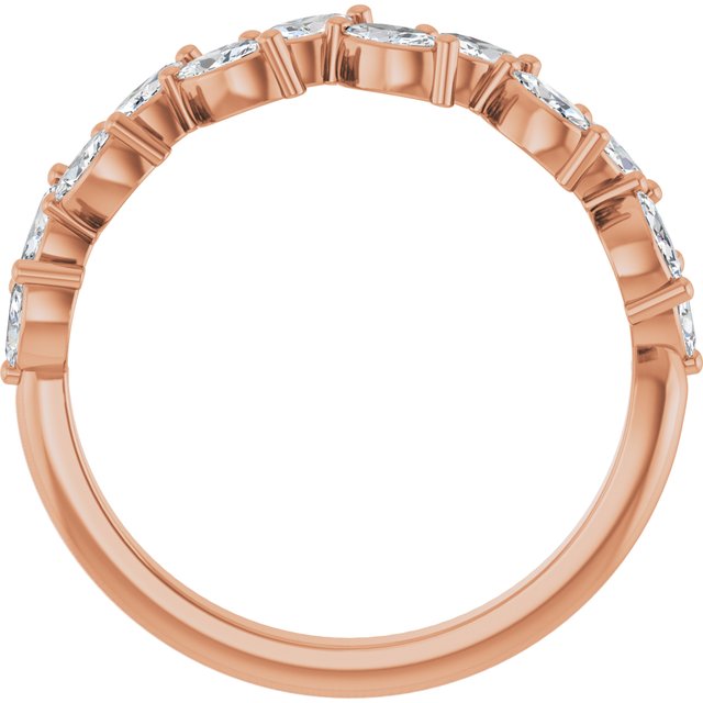 Staggered Marquise Diamond Anniversary Band — 14K Rose Gold