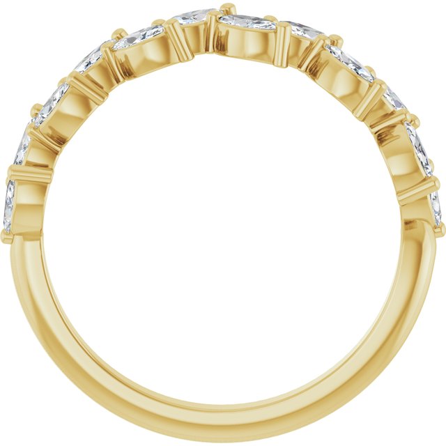 Staggered Marquise Diamond Anniversary Band — 14K Yellow Gold