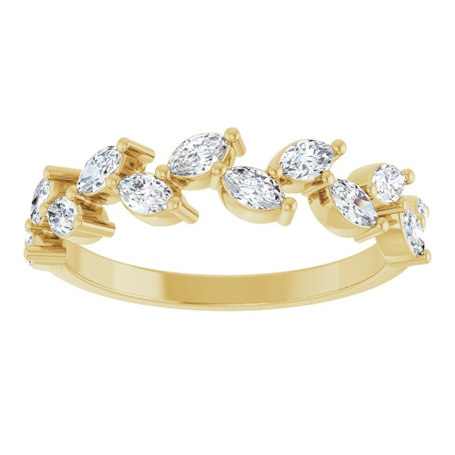 Staggered Marquise Diamond Anniversary Band — 14K Yellow Gold