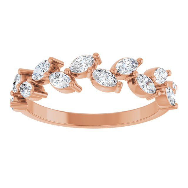 Staggered Marquise Diamond Anniversary Band — 14K Rose Gold