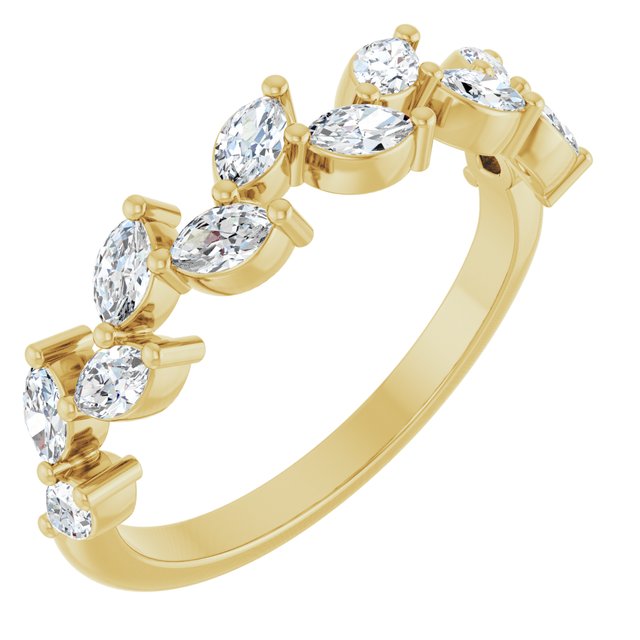 Staggered Marquise Diamond Anniversary Band — 14K Yellow Gold