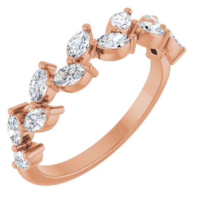 Staggered Marquise Diamond Anniversary Band — 14K Rose Gold