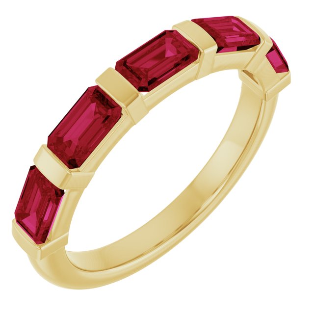 Natural Red Ruby | Emerald | 5 x 3mm | Lab-Grown Red Ruby | Emerald | 5 x 3mm