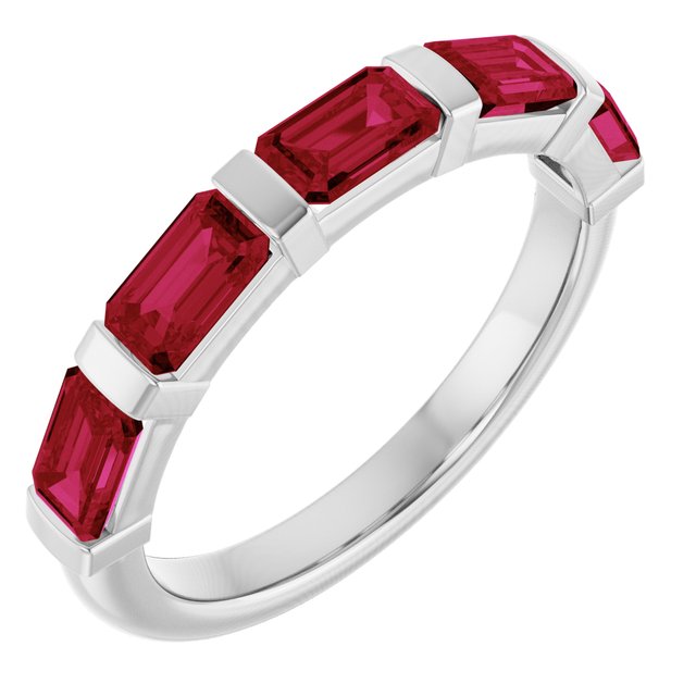 Natural Red Ruby | Emerald | 5 x 3mm | Lab-Grown Red Ruby | Emerald | 5 x 3mm