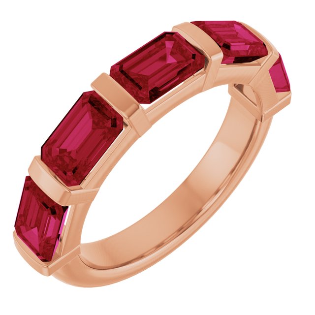 Natural Red Ruby | Emerald | 6 x 4mm | Lab-Grown Red Ruby | Emerald | 6 x 4mm