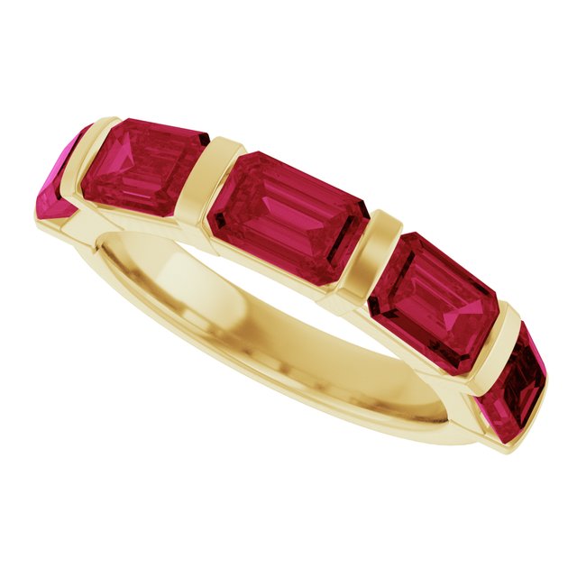 Natural Red Ruby | Emerald | 6 x 4mm | Lab-Grown Red Ruby | Emerald | 6 x 4mm