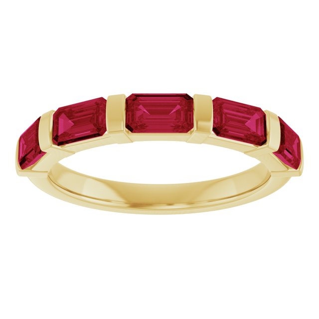 Natural Red Ruby | Emerald | 5 x 3mm | Lab-Grown Red Ruby | Emerald | 5 x 3mm