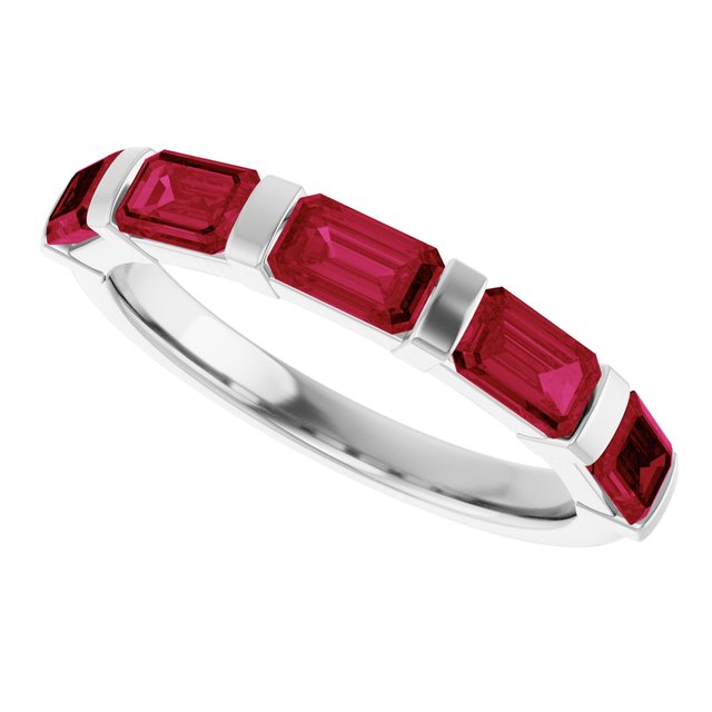 Natural Red Ruby | Emerald | 5 x 3mm | Lab-Grown Red Ruby | Emerald | 5 x 3mm