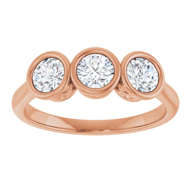 Bezel-Set Three-Stone Diamond Anniversary Band — 14K Rose Gold