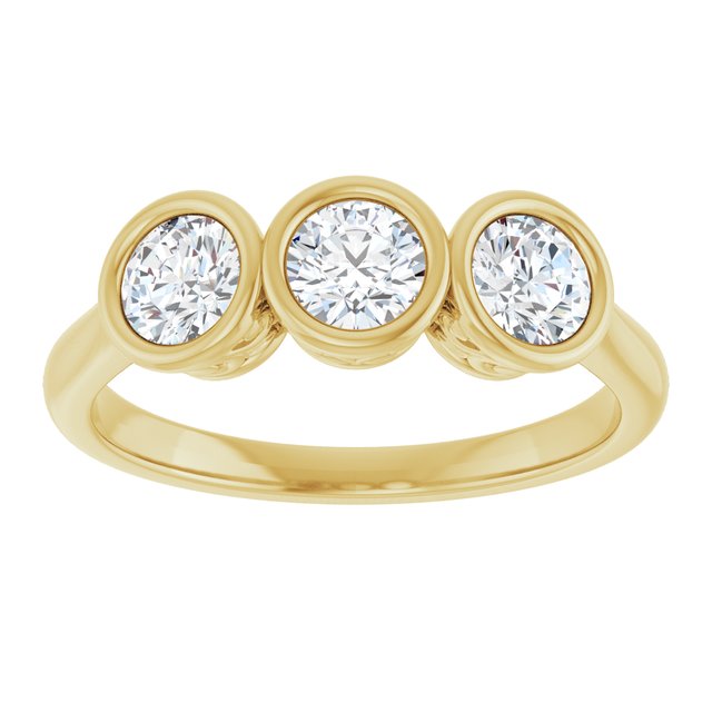 Bezel-Set Three-Stone Diamond Anniversary Band — 14K Yellow Gold