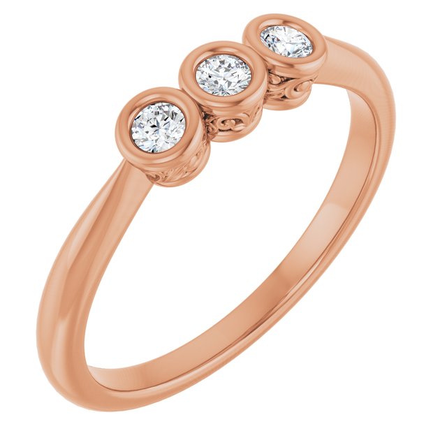 Bezel-Set Three-Stone Diamond Anniversary Band — 10K Rose Gold