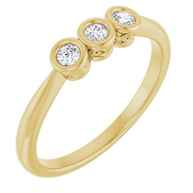 Bezel-Set Three-Stone Diamond Anniversary Band — 10K Yellow Gold