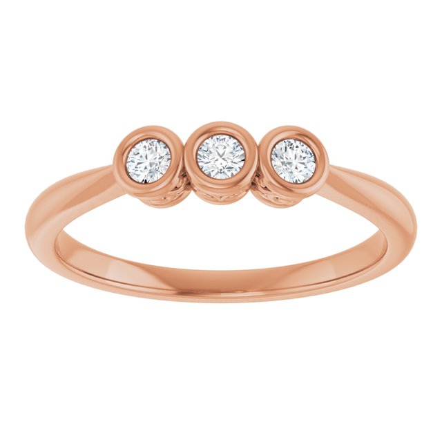 Bezel-Set Three-Stone Diamond Anniversary Band — 10K Rose Gold