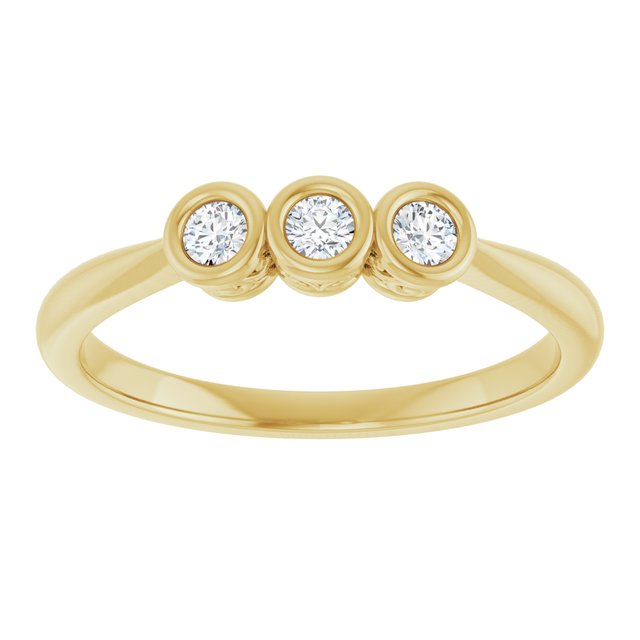 Bezel-Set Three-Stone Diamond Anniversary Band — 10K Yellow Gold