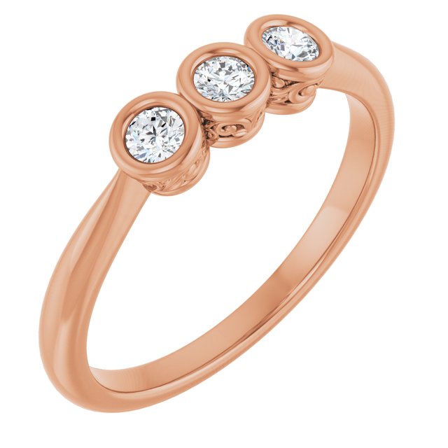 Bezel-Set Three-Stone Diamond Anniversary Band — 10K Rose Gold