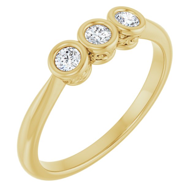 Bezel-Set Three-Stone Diamond Anniversary Band — 10K Yellow Gold