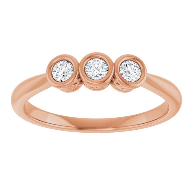 Bezel-Set Three-Stone Diamond Anniversary Band — 10K Rose Gold