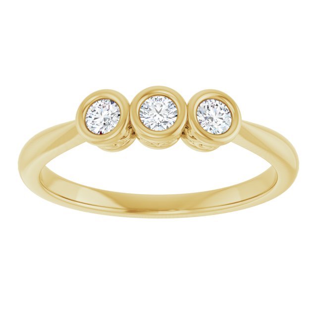 Bezel-Set Three-Stone Diamond Anniversary Band — 10K Yellow Gold