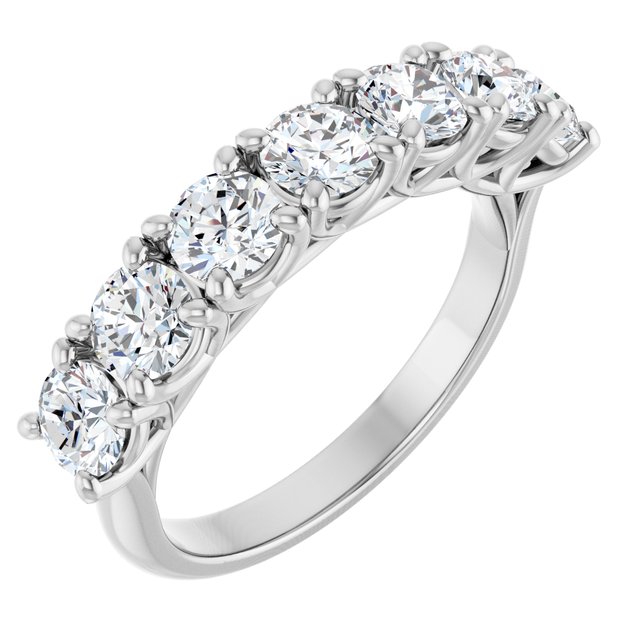 Seven-Stone Shared-Prong Diamond Anniversary Band — 14K White Gold