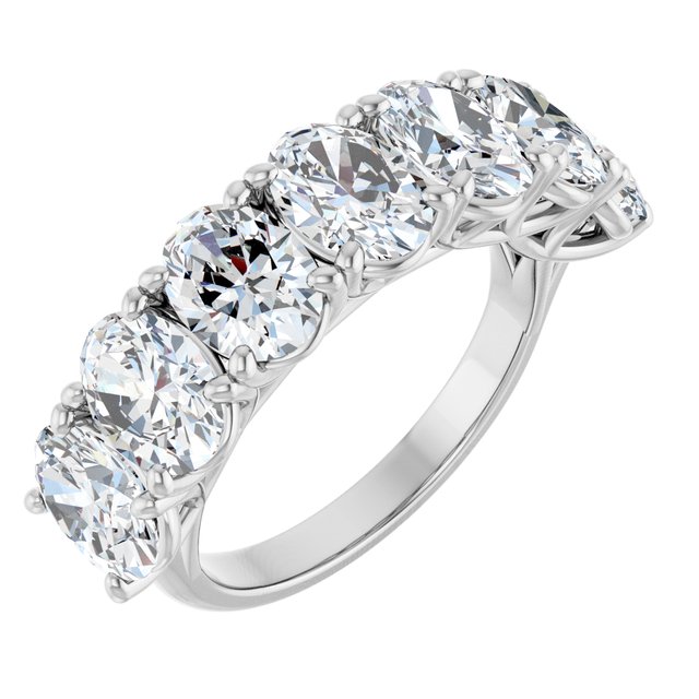 Lab-Grown Diamond Seven-Stone Shared-Prong Anniversary Band in 14K White Gold
