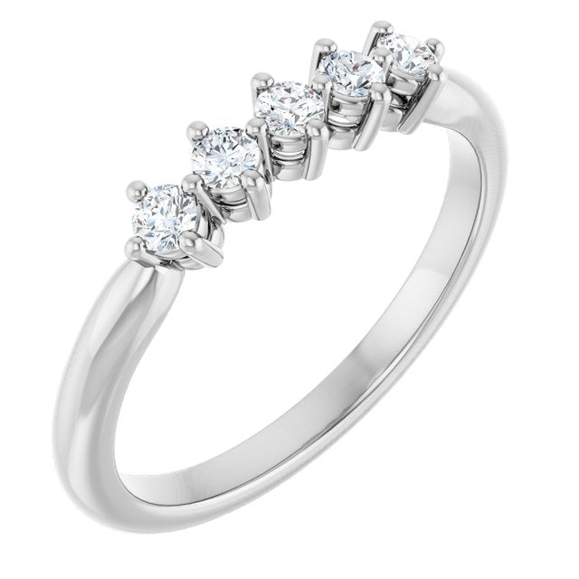 Scattered Five-Stone Diamond Anniversary Band — 14K White Gold