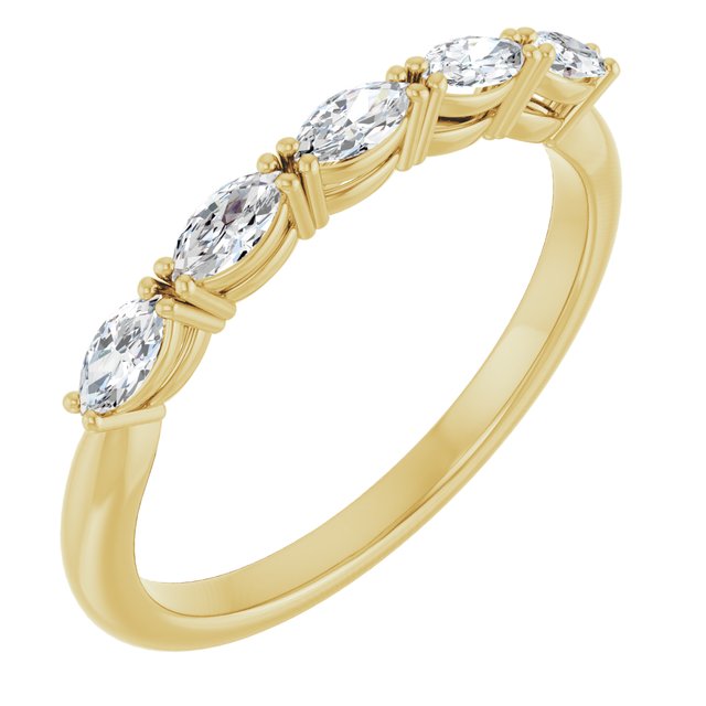 Lab-Grown Diamond Scattered Five-Stone Anniversary Band in 14K Yellow Gold