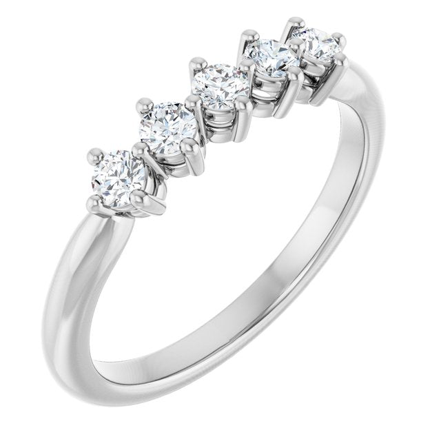 Scattered Five-Stone Diamond Anniversary Band — 14K White Gold