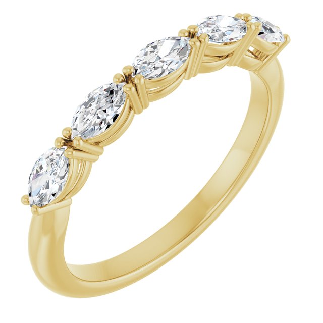 Lab-Grown Diamond Scattered Five-Stone Anniversary Band in 14K Yellow Gold