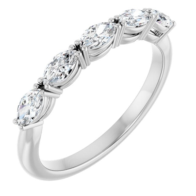 Lab-Grown Diamond Scattered Five-Stone Anniversary Band in 14K White Gold
