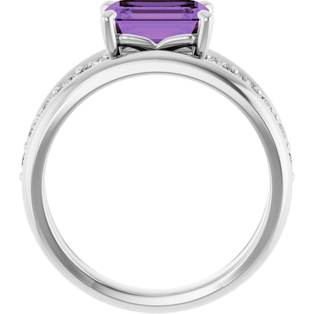 Natural Amethyst | Emerald | 8 x 6mm