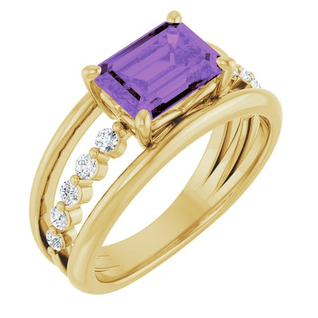 Natural Amethyst | Emerald | 8 x 6mm