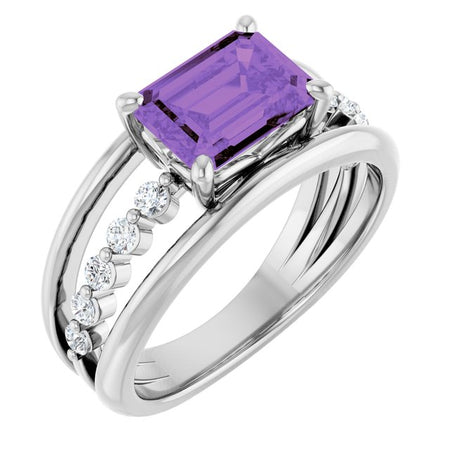 Natural Amethyst | Emerald | 8 x 6mm