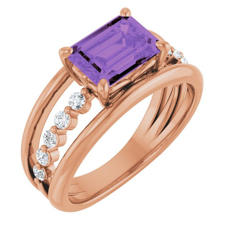 Natural Amethyst | Emerald | 8 x 6mm
