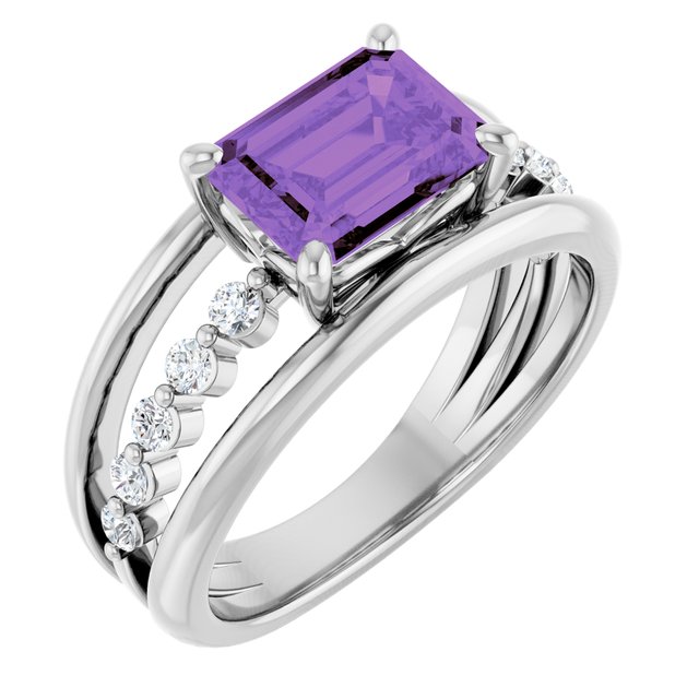Natural Amethyst | Emerald | 8 x 6mm