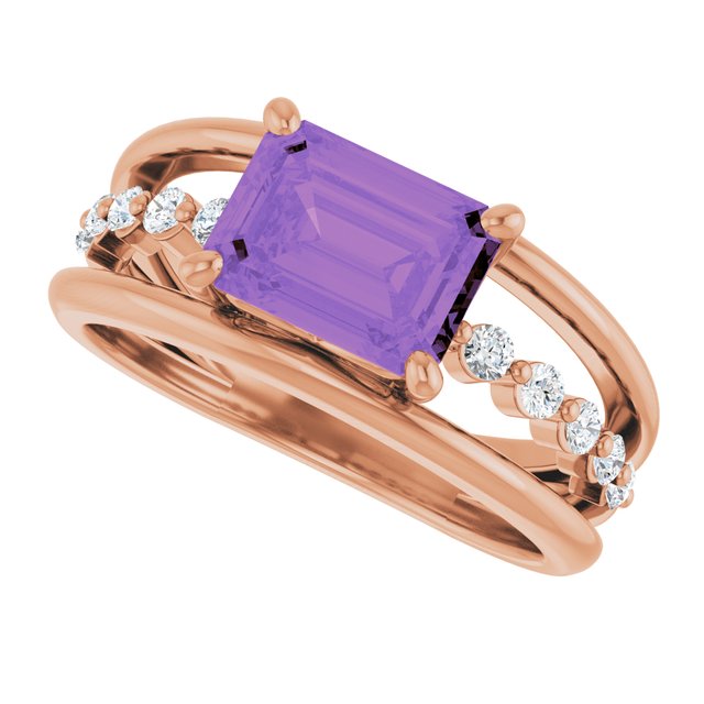 Natural Amethyst | Emerald | 8 x 6mm