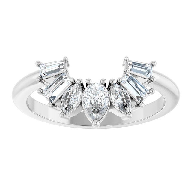 9 Stone Accented Contour Band — Platinum