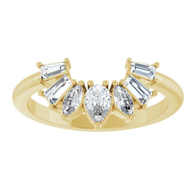 9 Stone Accented Contour Band — 14K Yellow Gold