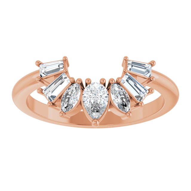 9 Stone Accented Contour Band — 14K Rose Gold