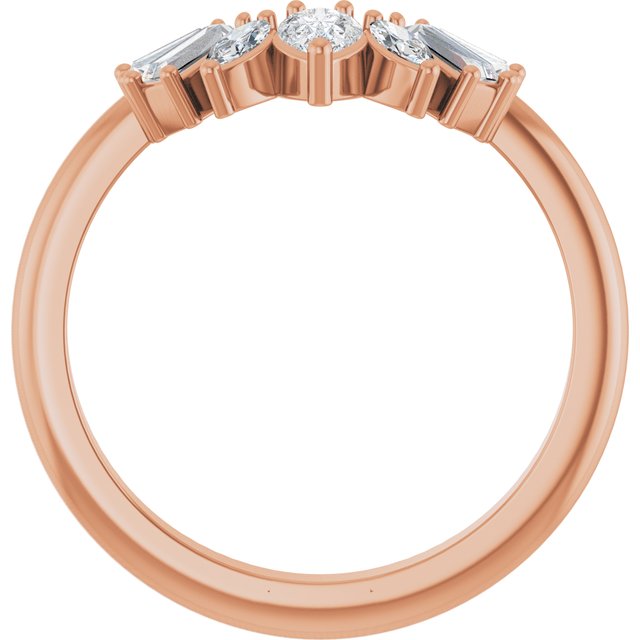 9 Stone Accented Contour Band — 14K Rose Gold
