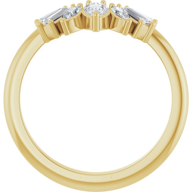 9 Stone Accented Contour Band — 14K Yellow Gold