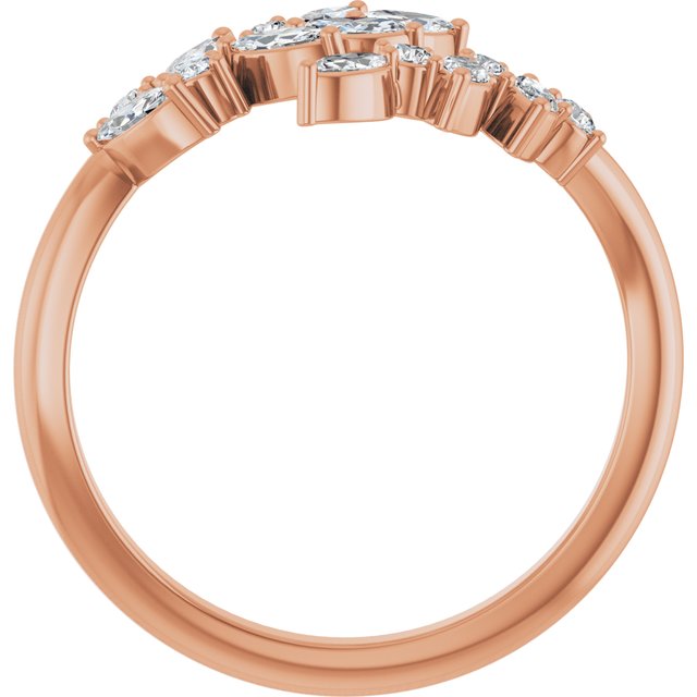 1/2 ctw Lab-Grown Diamond Marquise & Round Diamond Laurel Leaf Open Bypass Ring in 14K Rose Gold