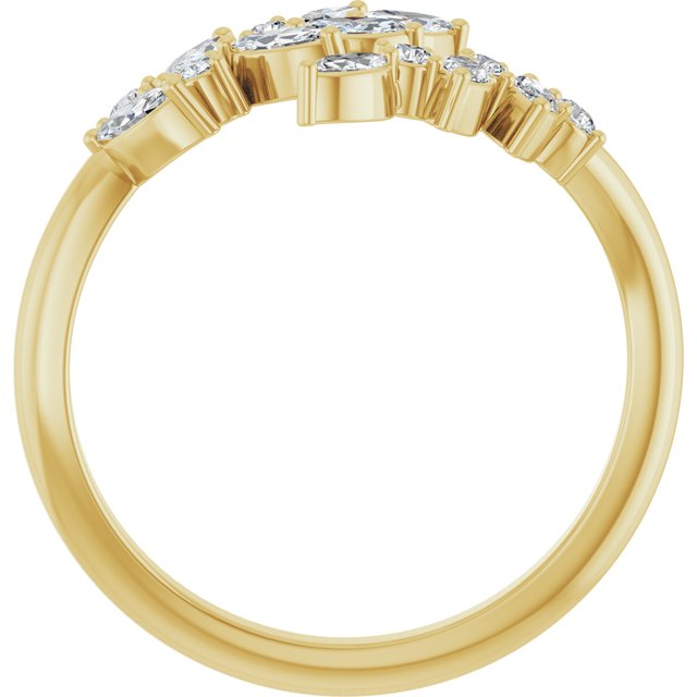 1/2 ctw Natural Diamond Marquise & Round Diamond Laurel Leaf Open Bypass Ring in 14K Yellow Gold