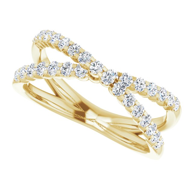 653010 / Ring / Set / 14K Yellow / Lab-Grown Diamond / Round / Lab-Grown Diamond / Polished / 1/2 Ctw Lab-Grown Diamond Criss-Cross Ring