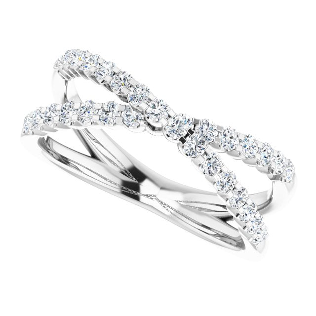 653010 / Ring / Set / 14K White / Lab-Grown Diamond / Round / Lab-Grown Diamond / Polished / 1/2 Ctw Lab-Grown Diamond Criss-Cross Ring