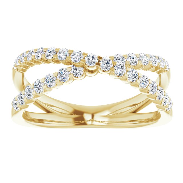 653010 / Ring / Set / 14K Yellow / Lab-Grown Diamond / Round / Lab-Grown Diamond / Polished / 1/2 Ctw Lab-Grown Diamond Criss-Cross Ring