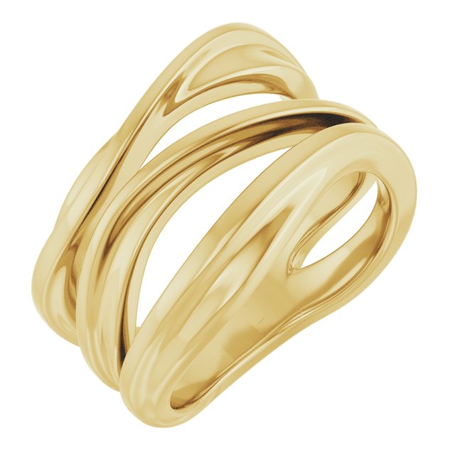 Freeform Bypass Wide Band Ring — 22K Yellow Gold