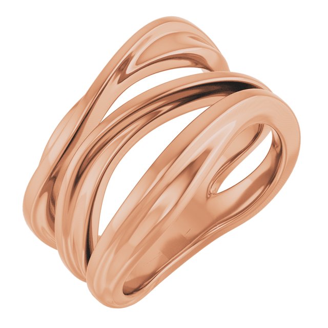 Freeform Bypass Wide Band Ring — 14K Rose Gold